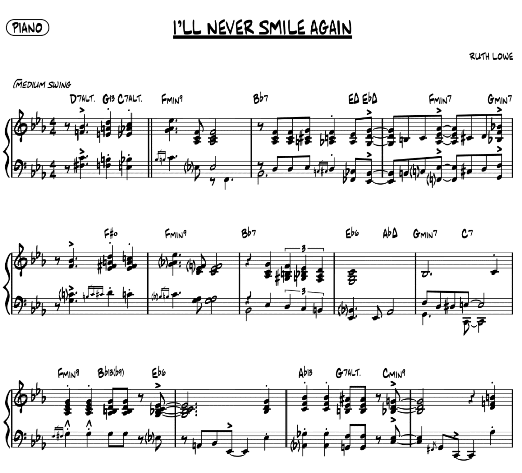I'll never smile again - Arrangement pour piano